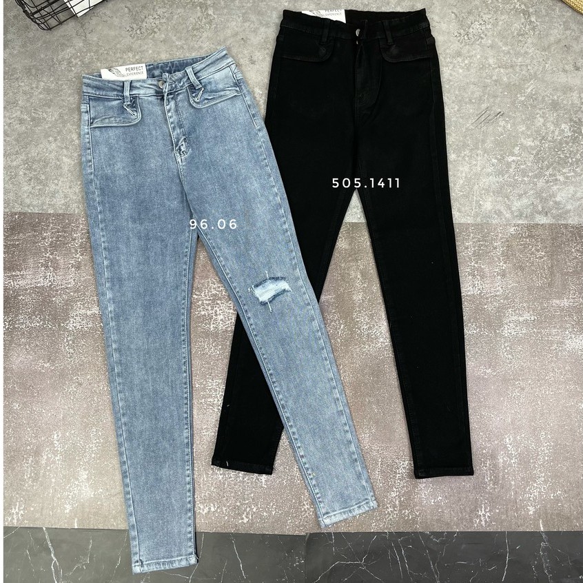 Quần Skinny Jean Ôm Nữ Lưng Cao, Quần Bò Nữ Cạp Cao, Co Giãn Tốt, Siêu Nâng Mông, Màu Xanh B96.06