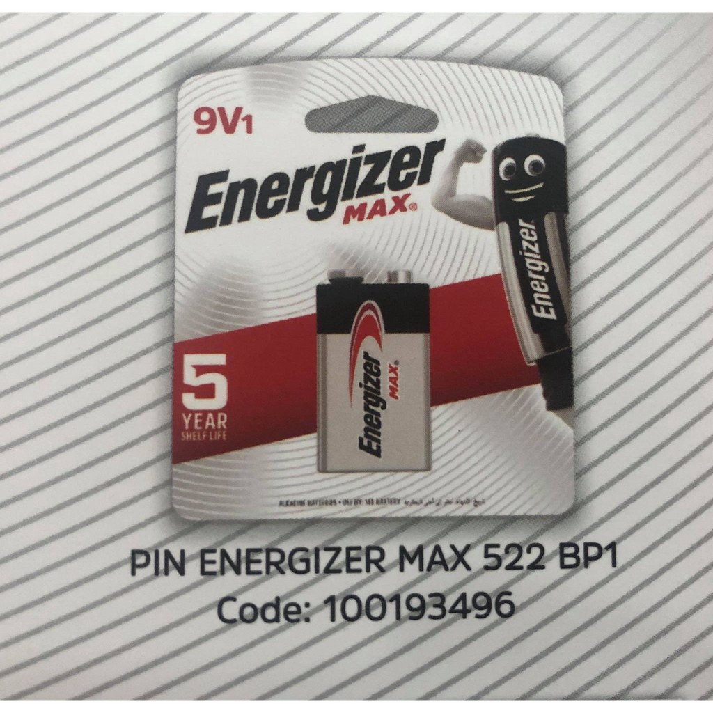 Pin 9V Energizer alkaline Max 522 BP1 - Vỉ 1 viên - Chính Hãng