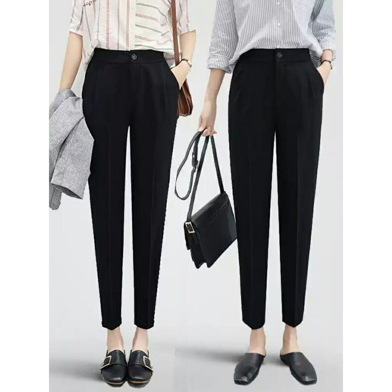 Quần tây nữ công sở bigsize thời trang nữ cao cấp Quần baggy lưng cao vải mềm màu đen chất đẹp form co dãn mặc học sinh | BigBuy360 - bigbuy360.vn