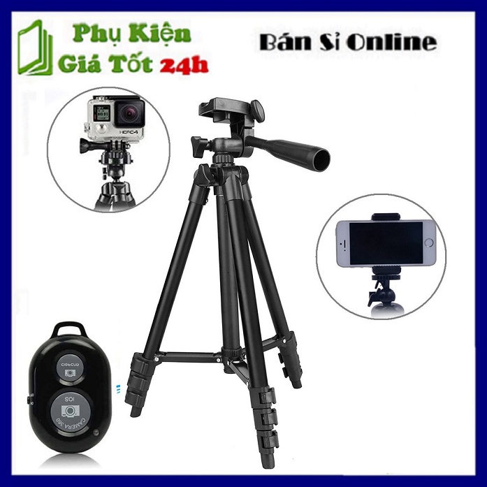 Gậy Chụp Hình Tripod 3120 + Nút Remote Bluetooth + Kẹp Điện Thoại