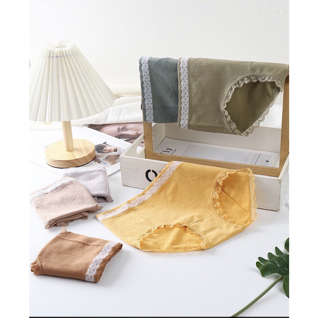 Quần Lót Nữ Cotton ❤️FREESHIP❤️Quần lót dệt kim kháng khuẩn phối cạp chấm bi mẫu 3800