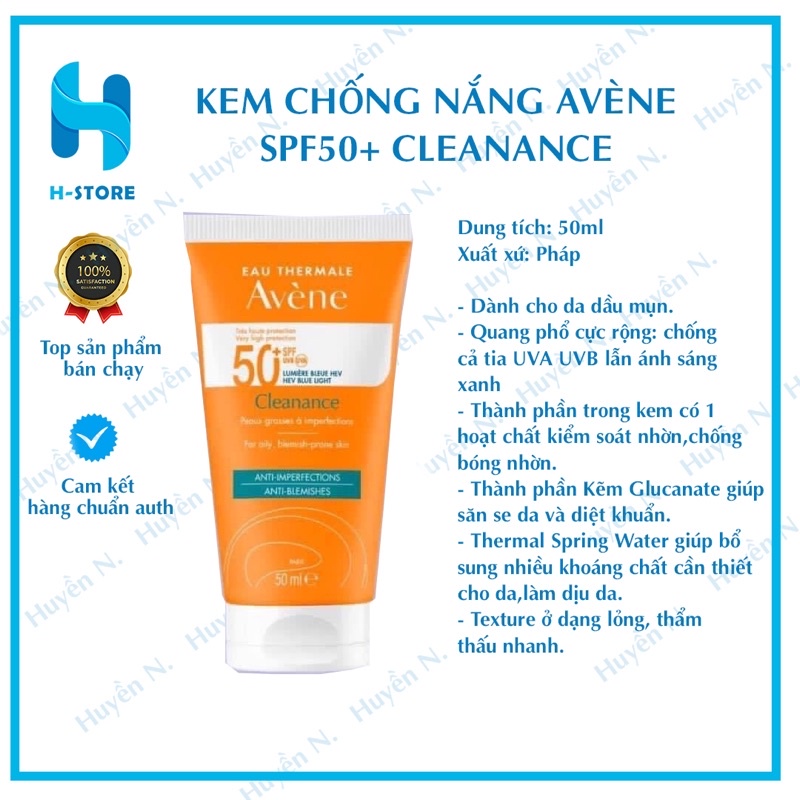 Kem Chống Nắng Avene Fluide & Avene Cleanance SPF50+ 50ml Cho Da Dầu mụn, Da Khô, Da Nhạy Cảm