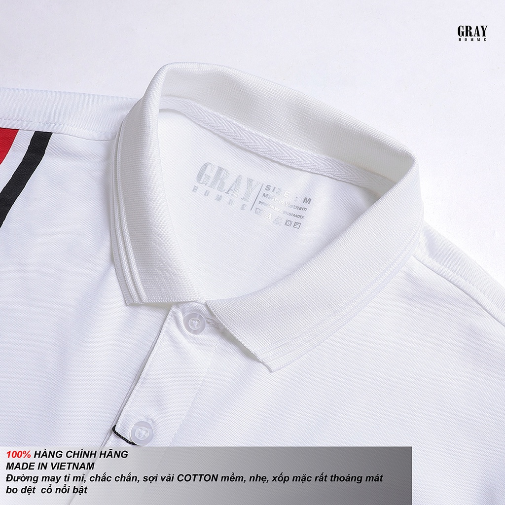 Áo Polo Nam, Áo Thun Nam GRAYHOMME Cao Cấp, Siêu Mát, Polo Kẻ TPG016