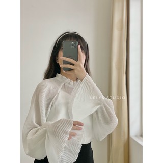Áo voan dập li tay xoè