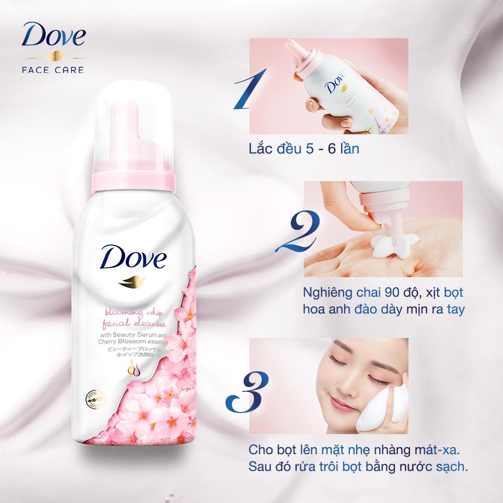 Whip rửa mặt DOVE với tinh chất serum & chiết xuất hoa anh đào 150g