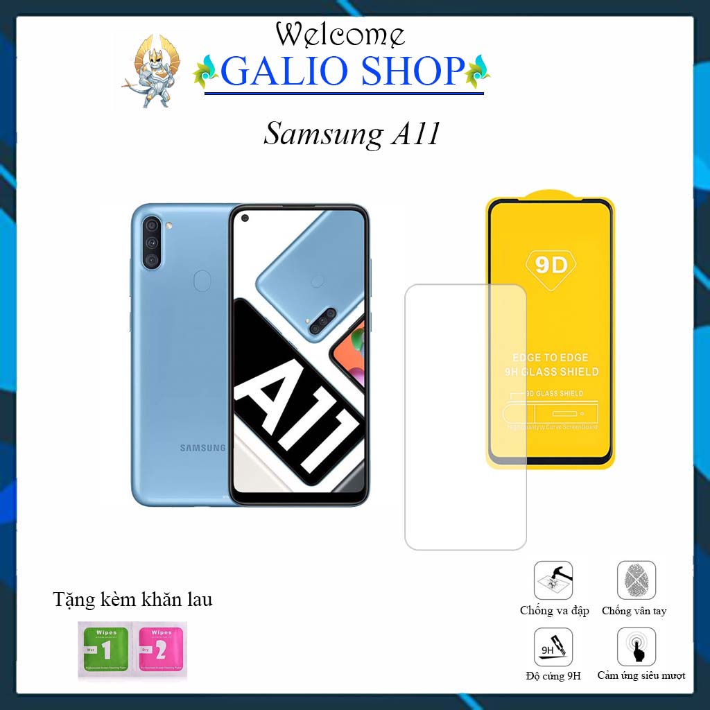 Kính cường lực Samsung A11 Full màn cao cấp 9D độ cứng 21H siêu mượt chống bám vân tay [FM]