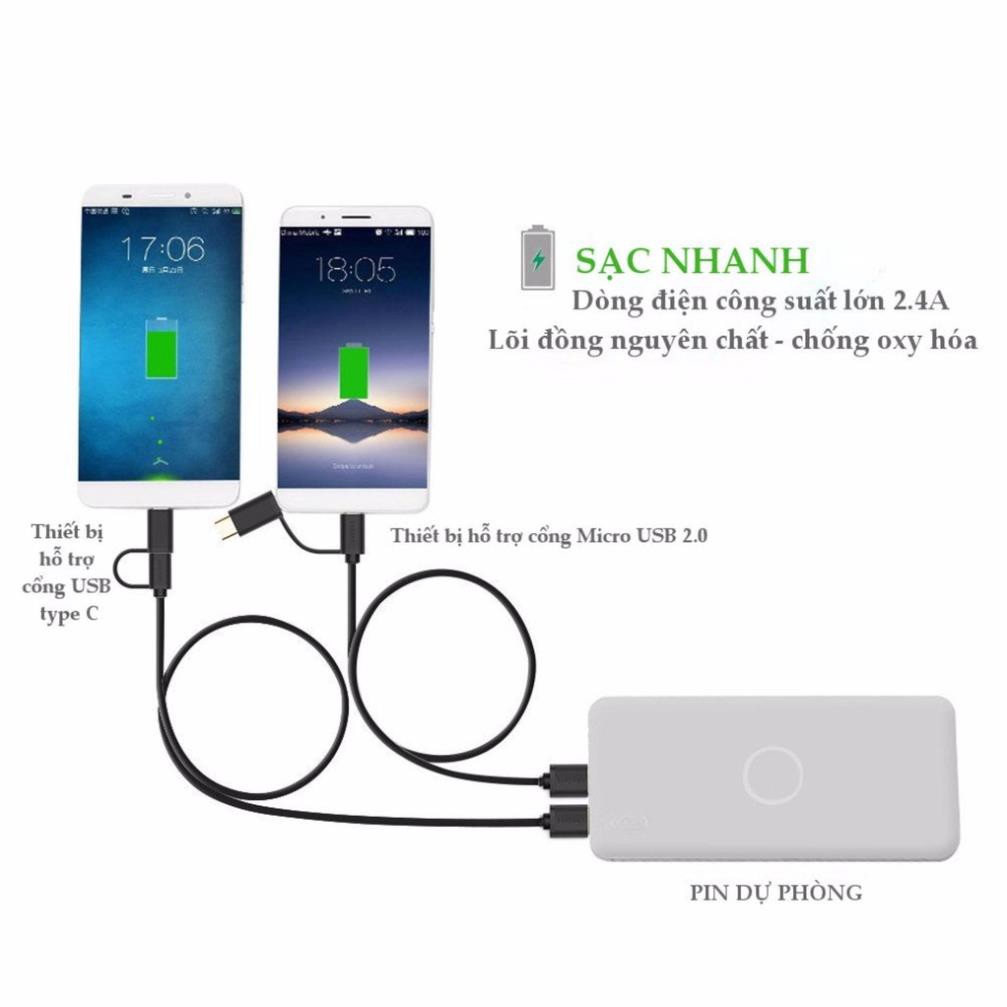 Dây Micro-USB đa năng 2 trong 1 kèm đầu chuyển USB Type C, độ dài từ 0.25-2m UGREEN US142