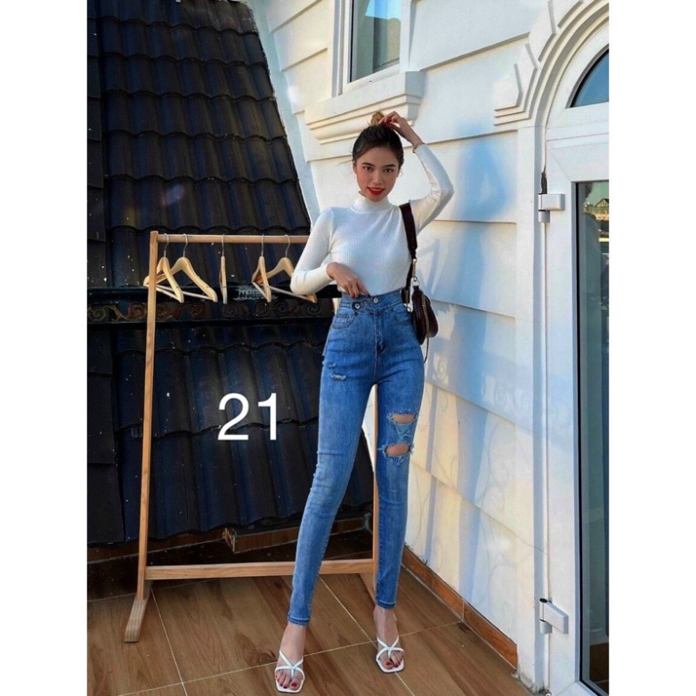 Quần jeans nữ cạp cao ôm body, quần jeans nữ lưng cao ôm dáng , quần bò nữ lưng cao_U25