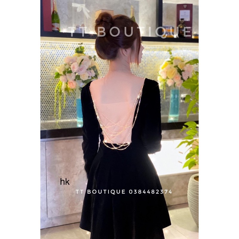 Váy Nhung Pha Xích Lưng Có Lưới