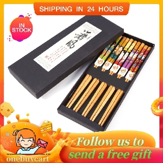 Onebuy Set 5 đôi đũa tre tự nhiên phong cách Nhật Bản độcg