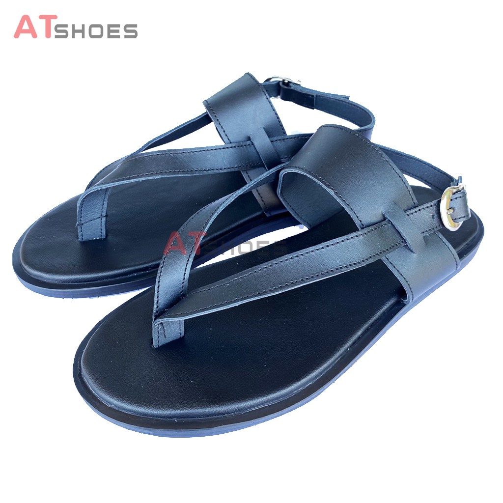 Sandal Unisex Da Bò Thật Không Thấm Nước Kiểu Dáng Thời Trang Atshoes XDD11(Đen - Nâu)