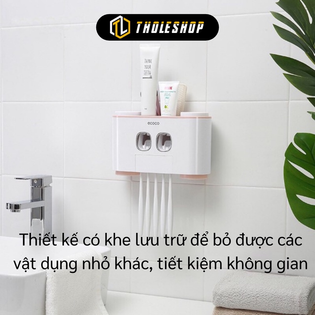 [SGD] Kệ Nhà Tắm - Bộ Nhã Kem Đánh Răng Tự Động Ecoco Treo Trường, Giá Treo Bàn Chải 8515