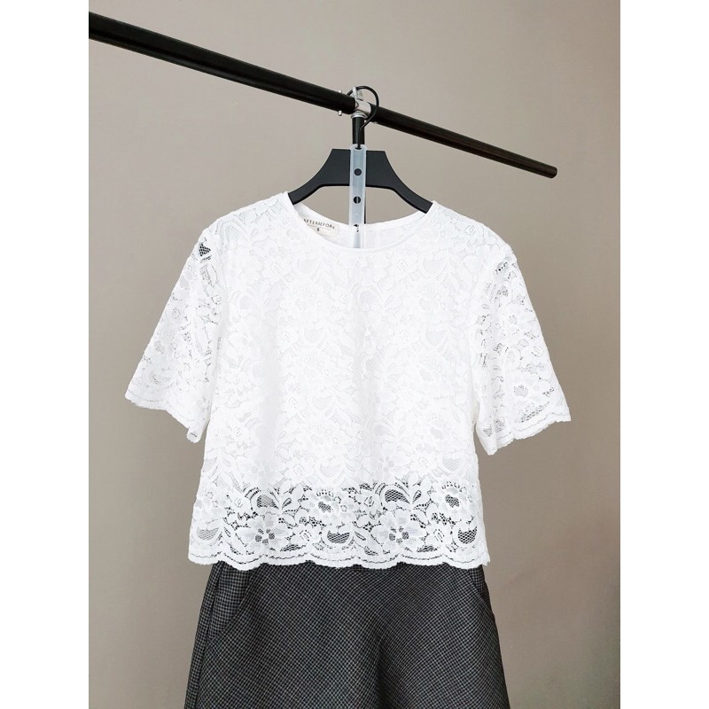 Áo croptop ren tay ngắn 2 lớp AfterBefore