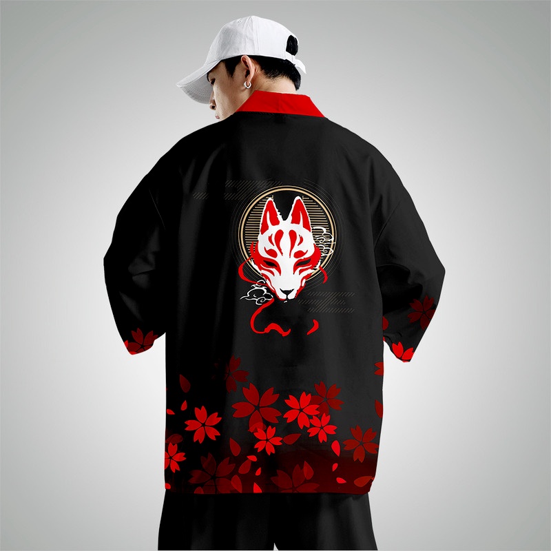 Áo Khoác Kimono In Hình Cáo Thời Trang Dành Cho Nam Plus Size XS-5XL