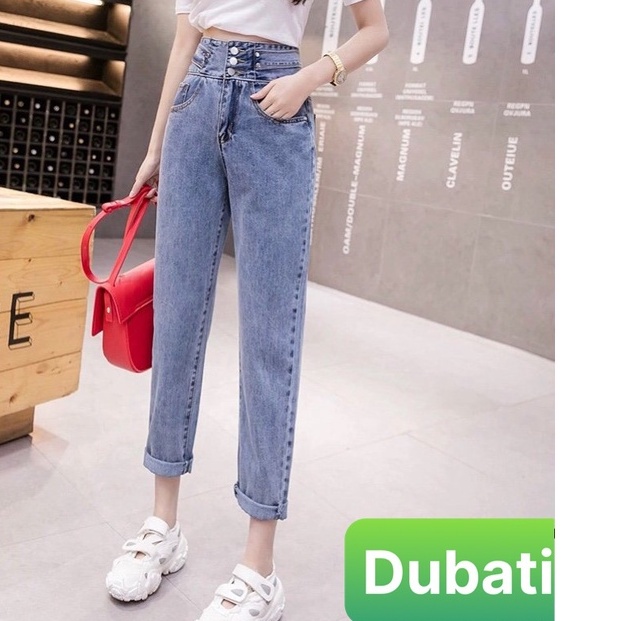 QUẦN JEAN BAGGY NỮ PHONG CÁCH HÀN QUỐC 3 NÚT NÂNG MÔNG LƯNG CAO SÀNH ĐIỆU- DUBATI FASHION