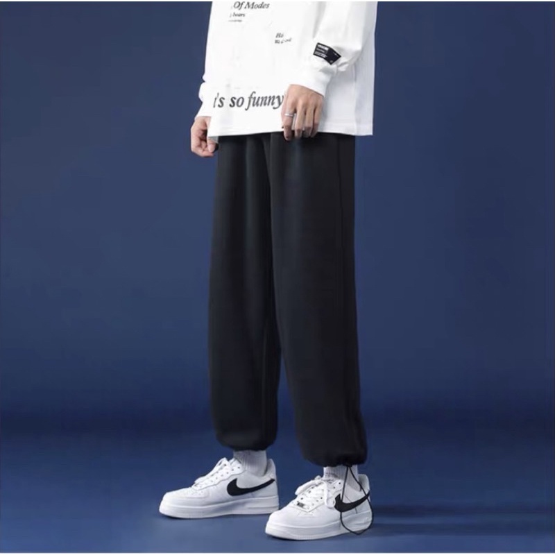 Quần ống rộng nam nữ unisex-Quần jogger trơn chất liệu nỉ da cá cực chất