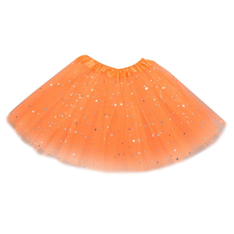 Chân váy tutu ba mảnh màu trơn đính sequin hình ngôi sao mini viền satin 12 màu 3-8T cho bé gái | BigBuy360 - bigbuy360.vn