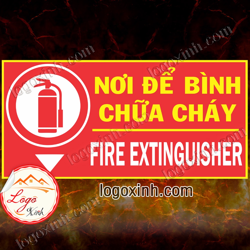 LOGO TEM STICKER DÁN THÔNG BÁO NƠI ĐỂ BÌNH CHỮA CHÁY, BÌNH CỨU HỎA, FIRE EXTINGUISHER PLACE