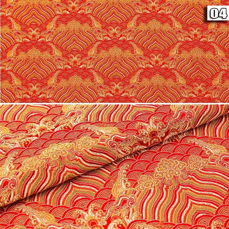 Vải Lụa satin Thêu Họa Tiết Thổ Cẩm Trung Hoa 1M