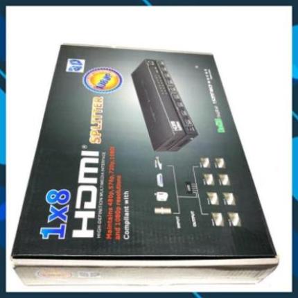 Bộ chia HDMI 1 ra 8 cổng Full HD 1080P Kèm Adapter. bảo hành 6 tháng.vtq.computer