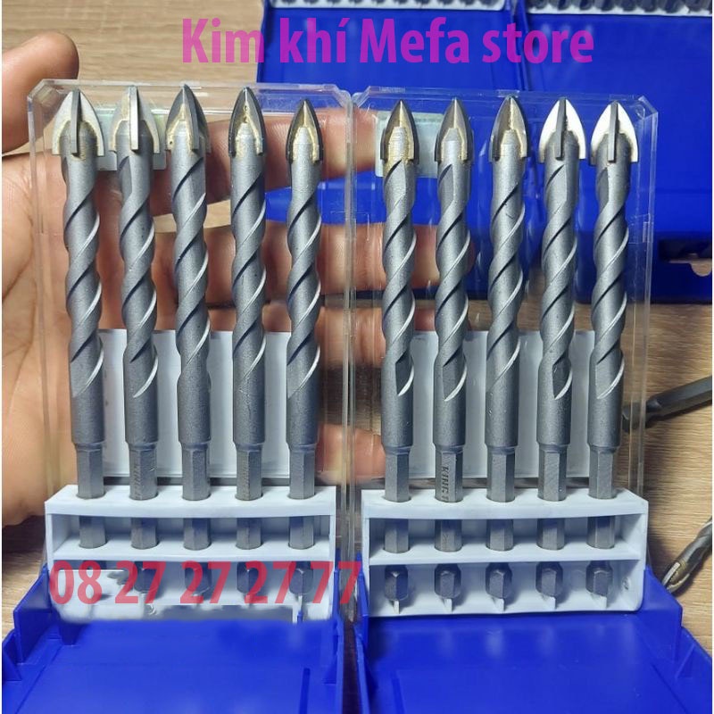 Mũi khoan đa năng chữ thập King blue chính hãng 6 8 10 12 - Mũi khoan đá 4 cạnh chính hãng