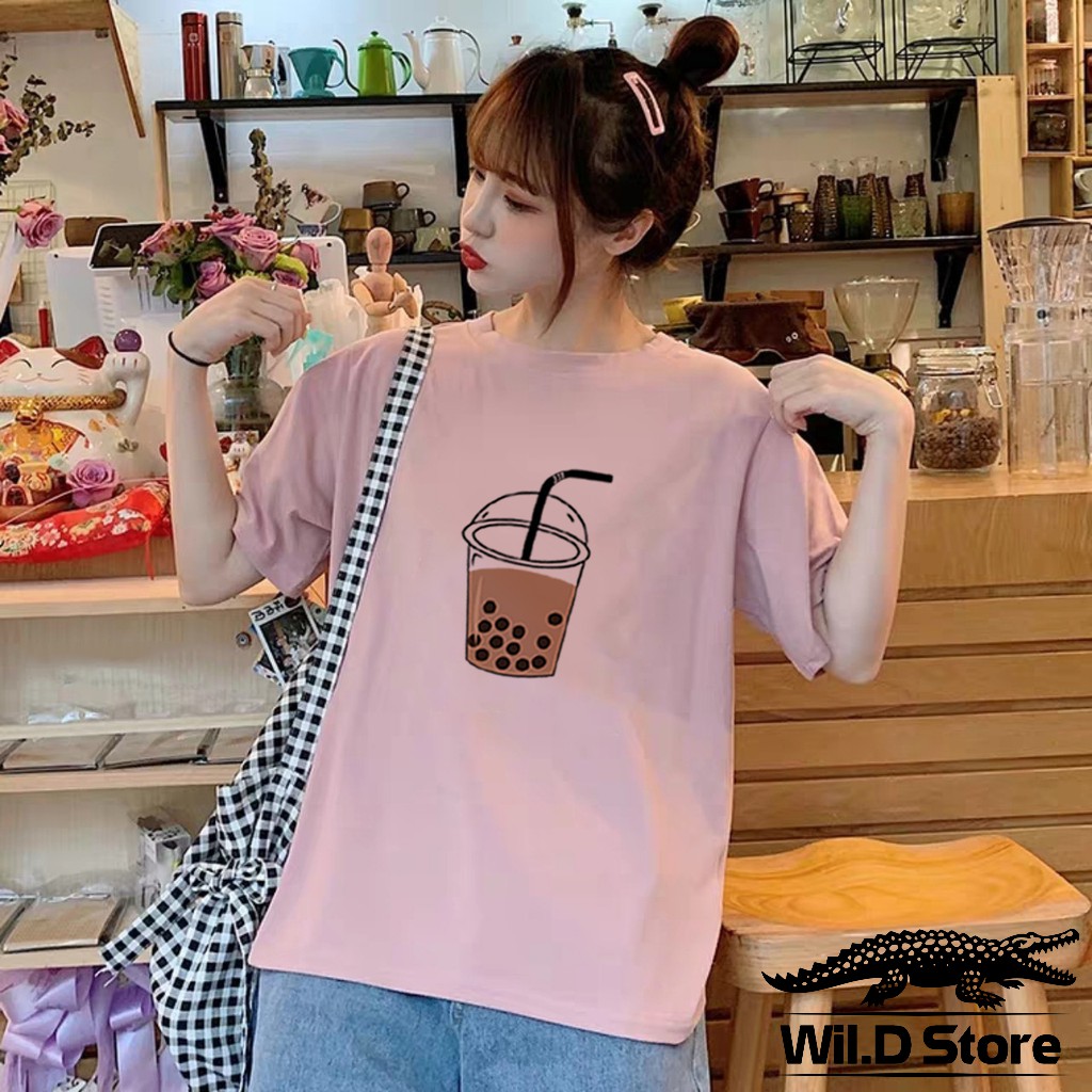 ÁO THUN TAY LỠ IN LY TRÀ SỮA SIÊU HOT - TL504