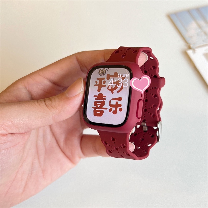 Ốp Silicone Có Dây Đeo Thể Thao Cho Đồng Hồ Apple watch 45mm 41mm 44mm 40mm 38mm 42mm 41mm 45mm 7 6 5 4 3SE