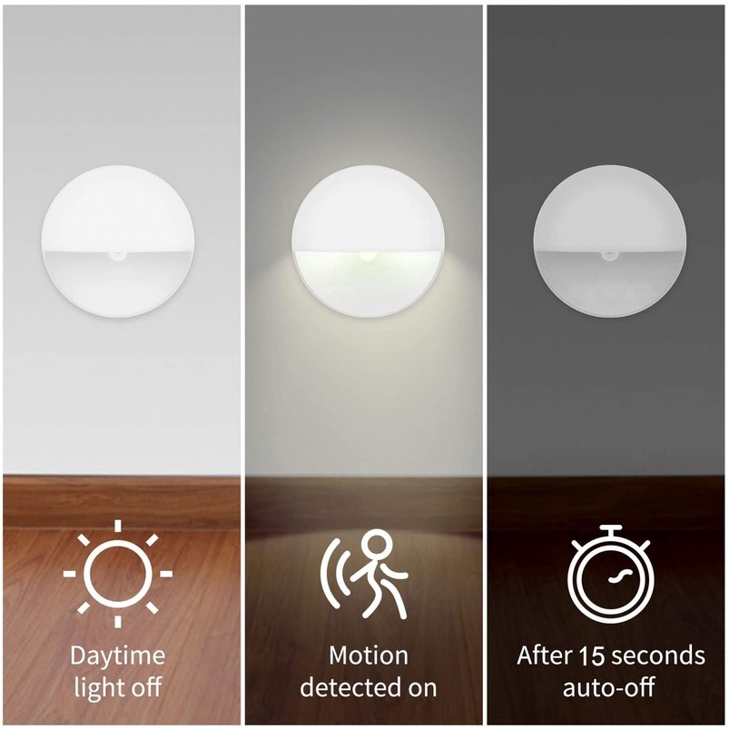 Stick-On Half Moon Motion Sensor Night Light / LED Closet Stair Light / Human Body Induction Wall Lamp