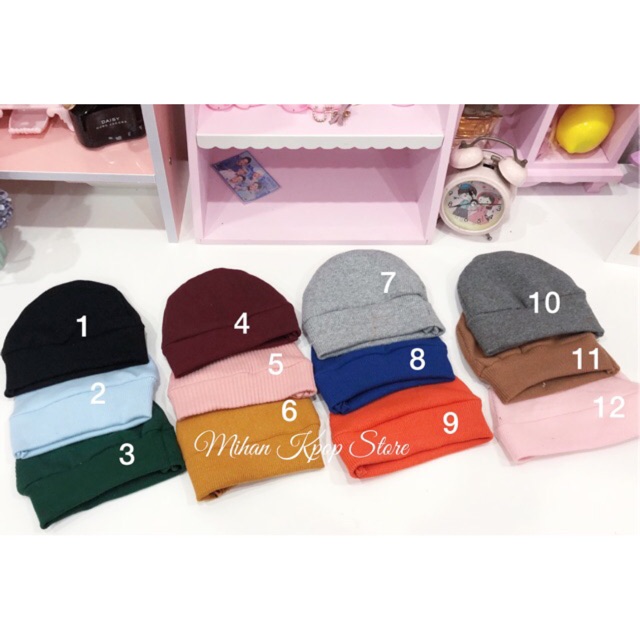 Mũ beanie trơn cho doll 20cm