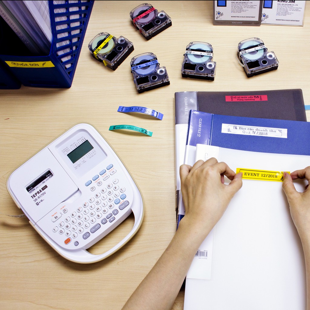 Băng mực in nhãn Tepra 12mm dùng cho các dòng máy King Jim Tepra Pro SR-R170V / SR530 / SR970 / SR5900P /SR7900P