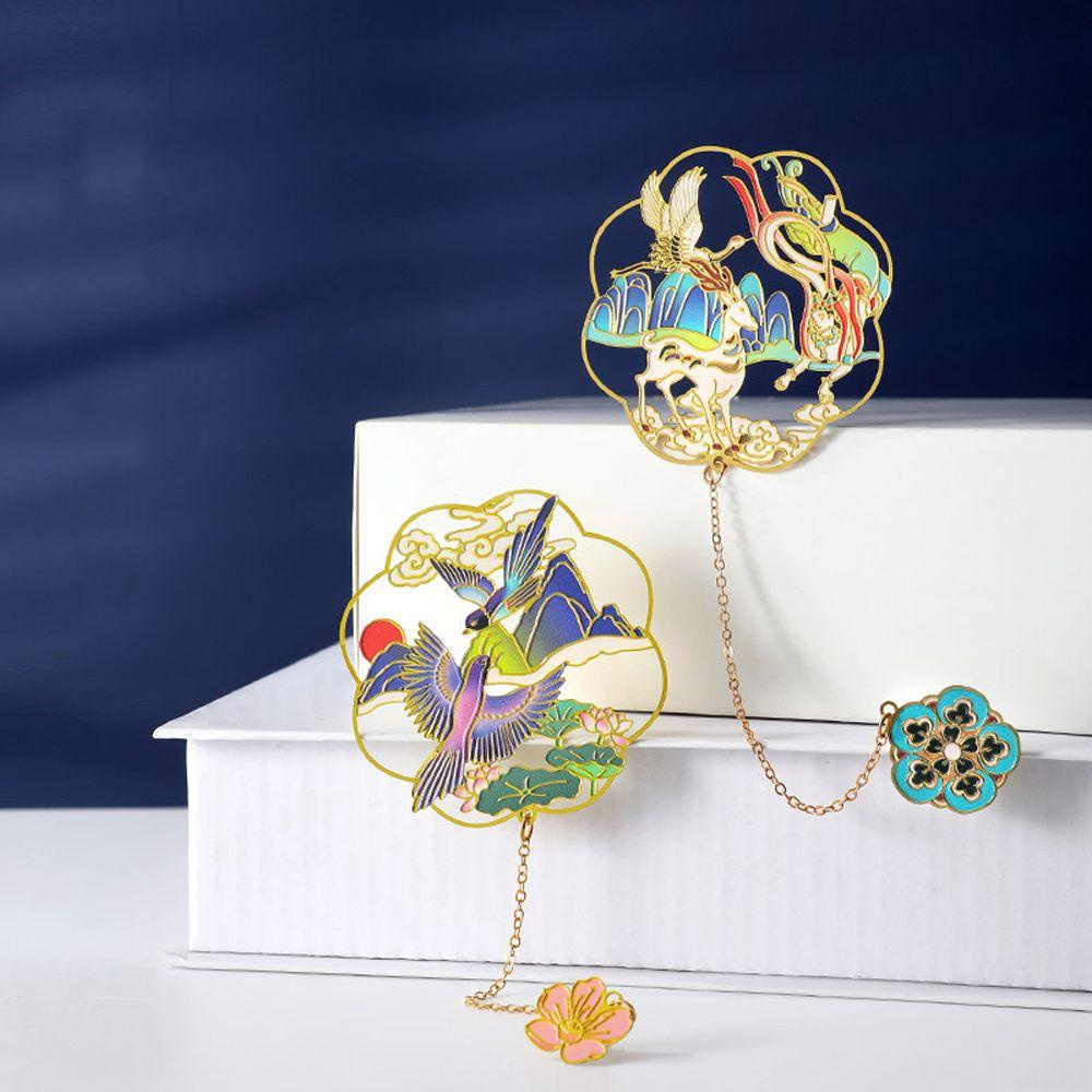 Kẹp Đánh Dấu Trang Sách Bằng Đồng Thau Hình Chiếc Lá Rỗng Kiểu Trung Hoa Cổ Điển