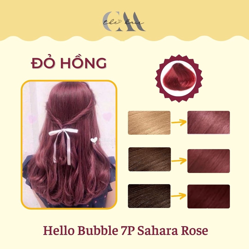 Thuốc nhuộm tóc MÀU ĐỎ HỒNG Mise En Scene, Hello Bubble Hello Bubble 7P Đỏ Hồng Sahara