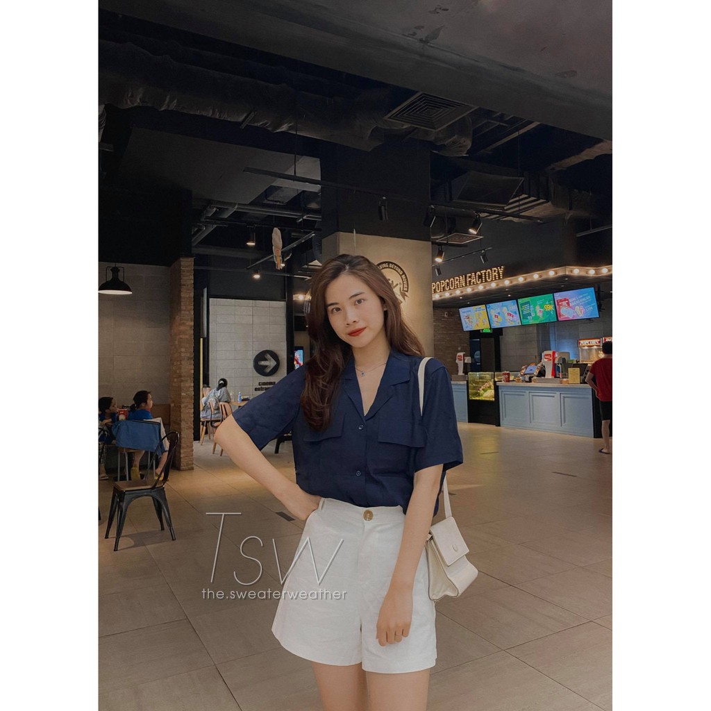 Áo sơ mi cộc tay cổ pijama voan 2 túi (Ảnh thật) | BigBuy360 - bigbuy360.vn