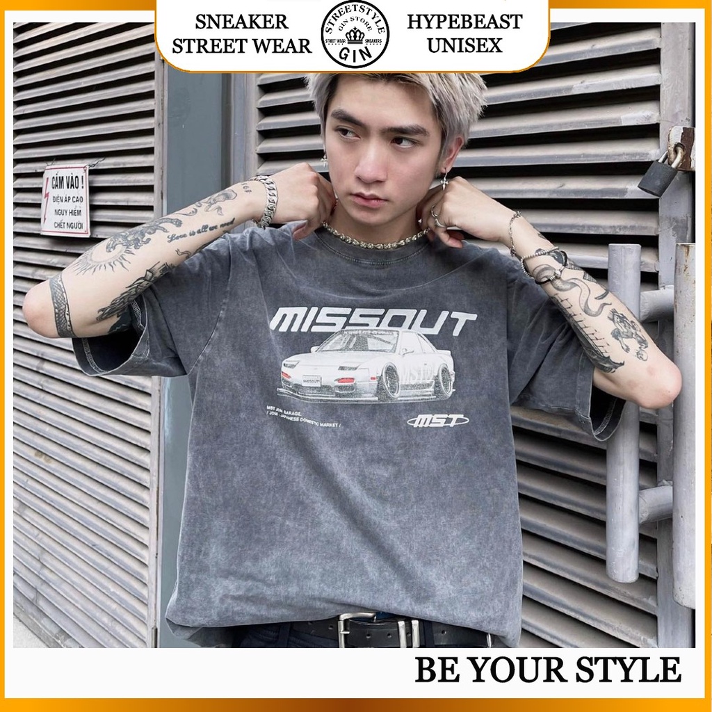 Áo thun Missout wash áo thun MST GARAGE JDM WASH TEE Xám full tag nam nữ - GIN STORE
