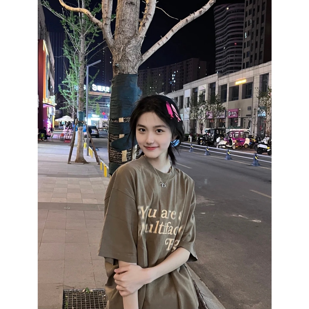 Áo Thun Tay Ngắn In Chữ Phong Cách Vintage Dành Cho Nữ