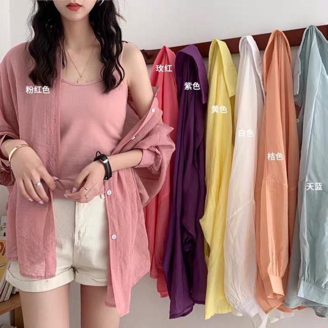 Áo tay dài vải chiffon mềm mịn