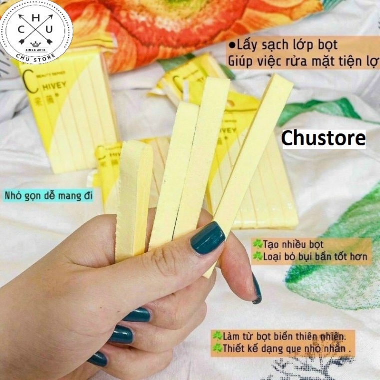 (Bán Buôn – Sỉ) Bông Nở Rửa Mặt, Tẩy Trang Chivey 12 miếng, Bông Mút Bọt Biển Siêu Mềm BTT8 sale