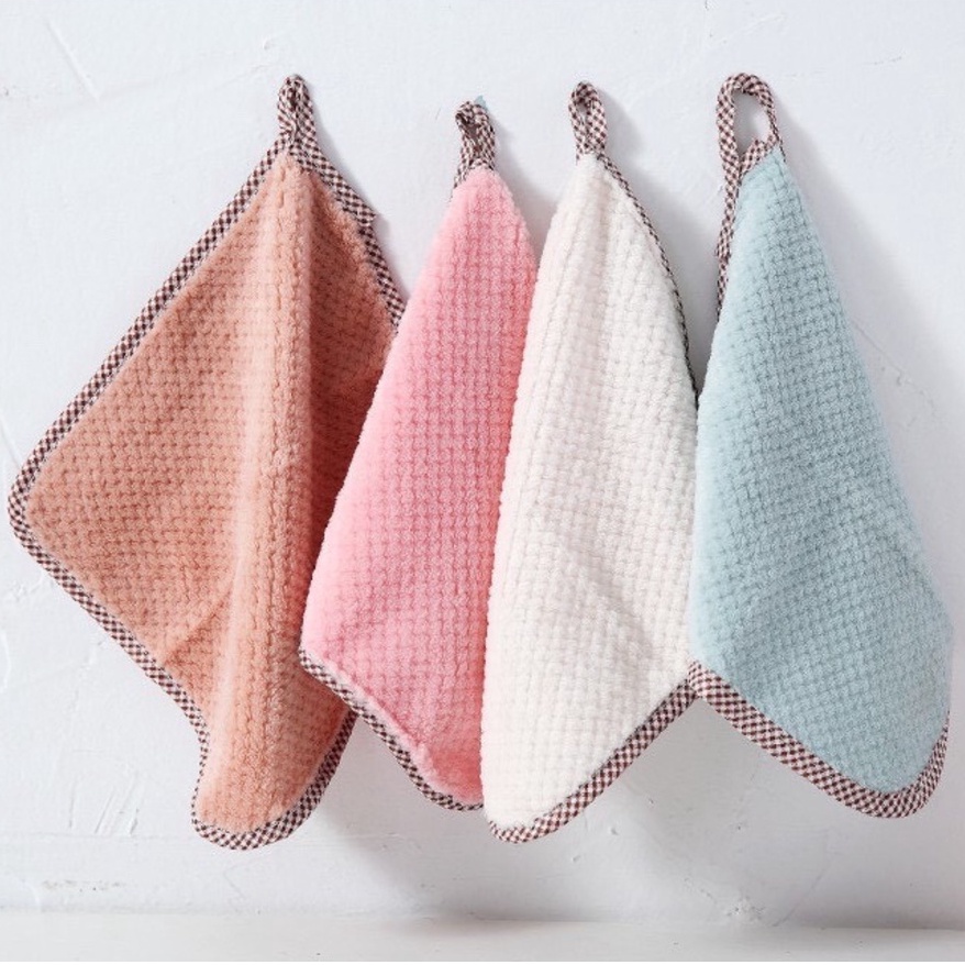Khăn Lau Tay VIỀN ĐAN T5 24x24CM - Lau Bát Chén Đĩa Nhà Bếp Dày Dặn Đa Năng - Sợi Cotton Thấm Hút Nước