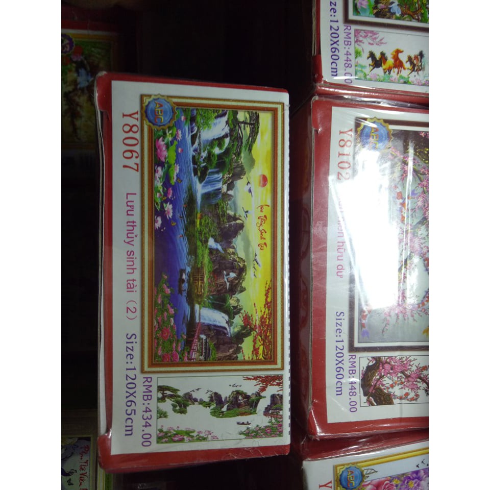 Tranh đính đá phong cảnh Lưu thủy sinh tài Y8069 Y8070 Y8071