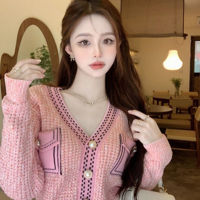 Áo Khoác Sweater Dệt Kim Cổ V Thiết Kế Trẻ Trung Cho Nữ  tao bao
