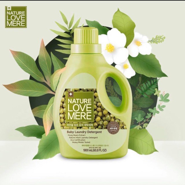Nước giặt Nature Love Mere hương đậu xanh Mungbean chai 1.8L/ túi 1.3L
