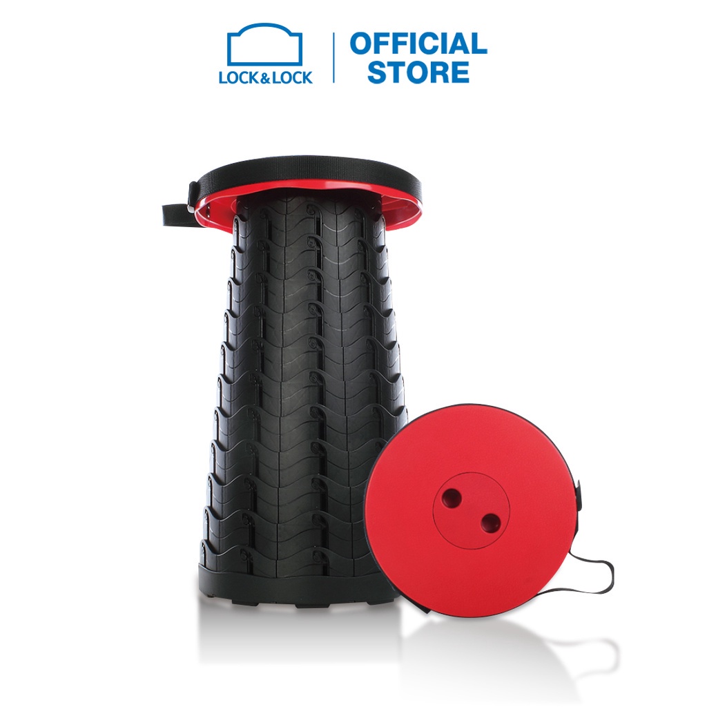 Ghế gấp gọn di động bằng nhựa Lock&amp;Lock Telescopic Stool - Màu đỏ LHI519RED Chính hãng
