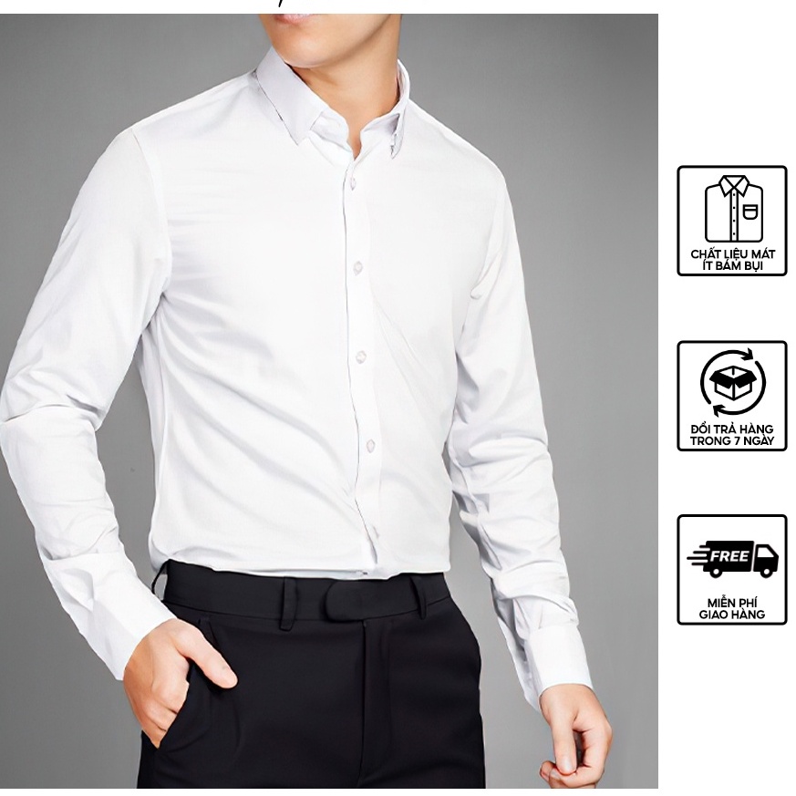 Áo sơ mi nam dài tay Phananh.4mans màu trắng tặng kèm hộp cao cấp - SM-5589