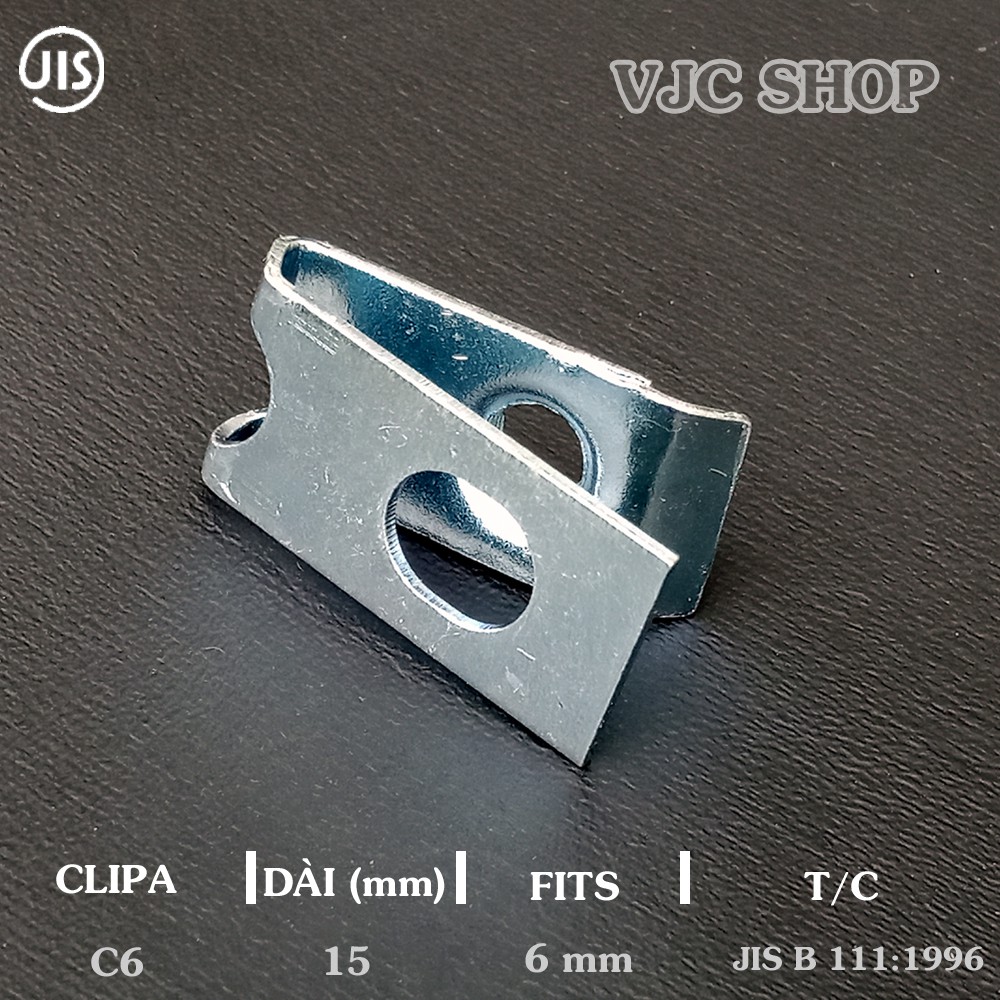 2 cái kẹp 6mm bằng thép mạ chống gỉ màu sáng trắng cho dàn áo xe máy