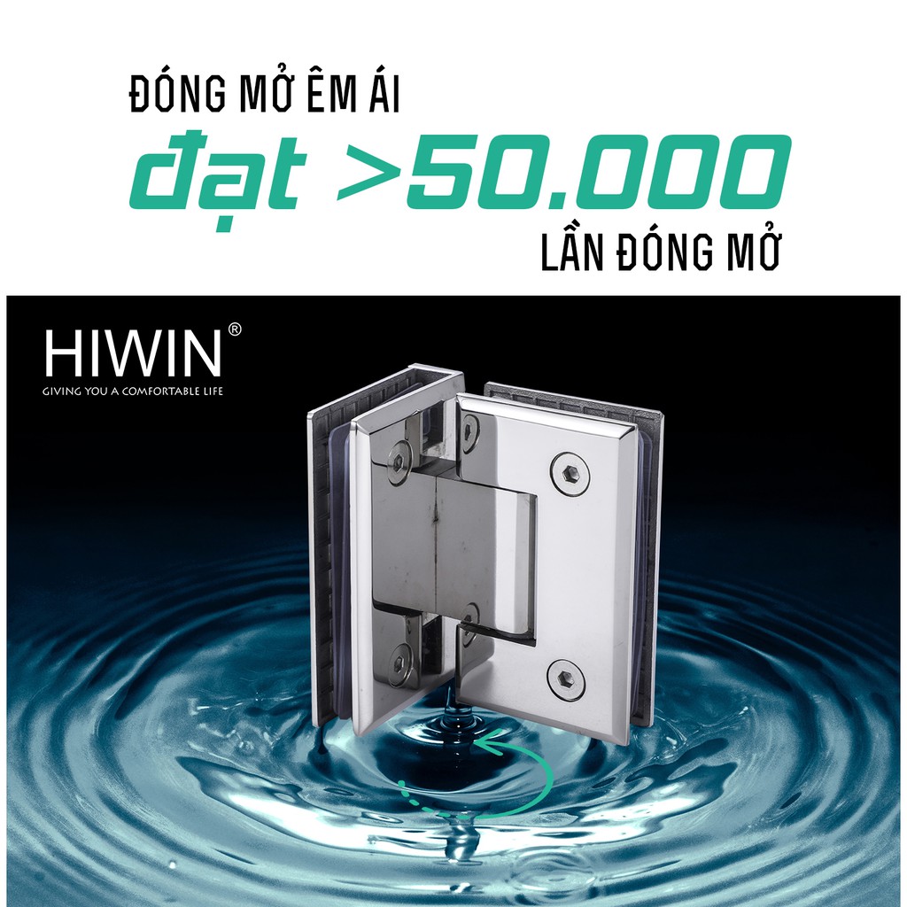 Bộ phụ kiện vách tắm kính kết cấu 90 độ kính - kính SUS304 Hiwin PKF-90KK