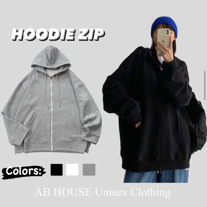 Áo Khoác Nỉ Trơn HOODIE ZIP Unisex Nam Nữ (Ảnh Thật/Có Sẵn) - Hàng nhập khẩu