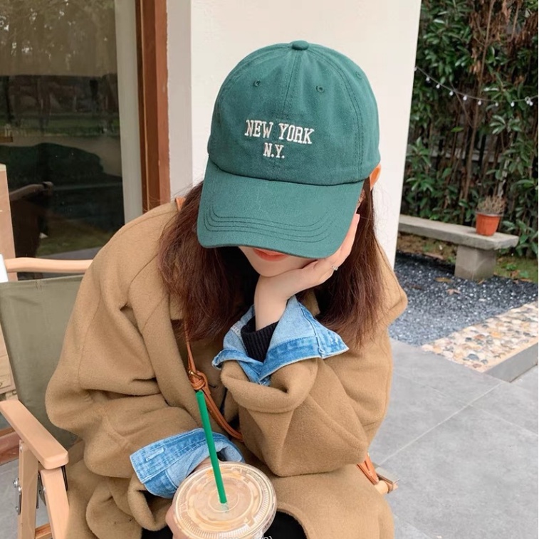 Mũ lưỡi trai thêu chữ New York cá tính mới phong cách Ulzzang