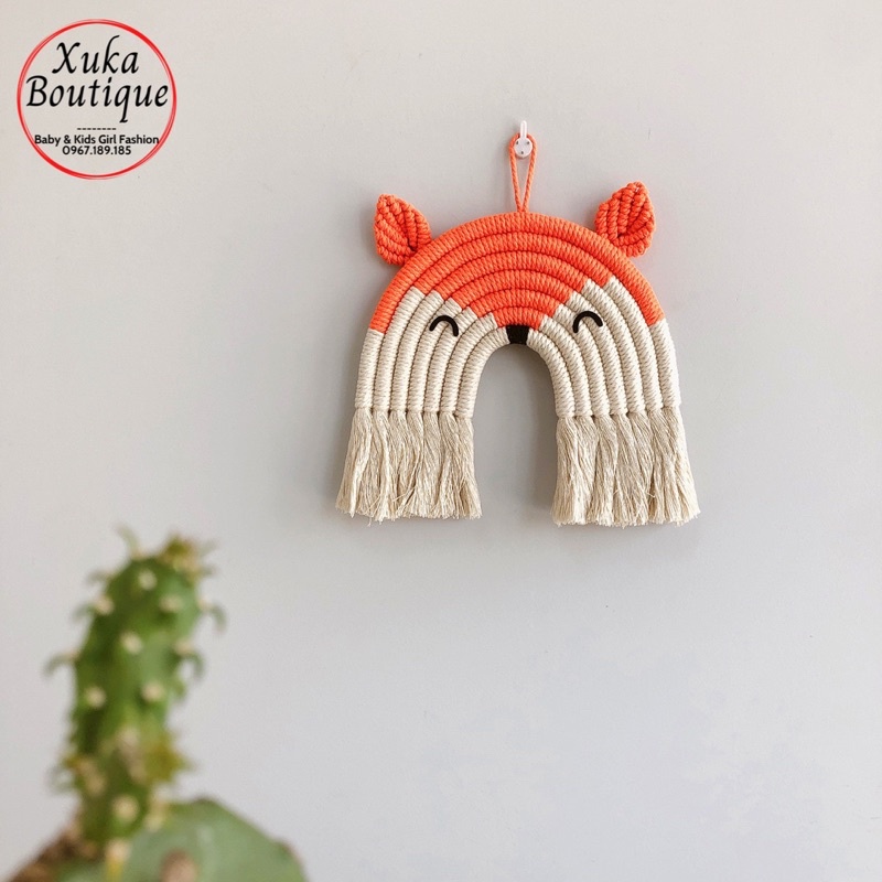 Phụ Kiện Treo Tường Cầu Vồng Macrame Tua Rua Phòng Trẻ Em Sz 36x29cm, Decor Phòng Dệt Tay Thủ Công Đẹp Chắc Chắn