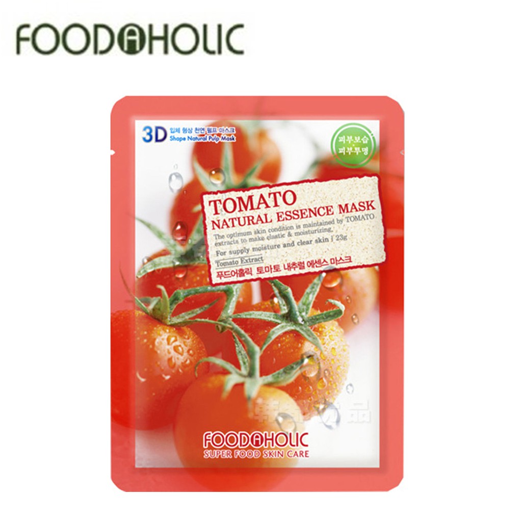 COMBO 10 MIẾNG MẶT NẠ CHIẾT XUẤT TỪ TRÁI CÀ CHUA TOMATO NATURAL ESSENCE MASK 3D FOODAHOLIC