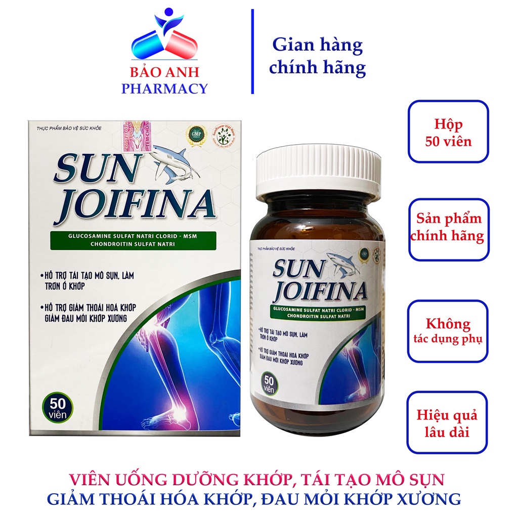 Viên bổ xương khớp Glucosamine, sụn vi cá mập, Canxi nano, giảm đau khớp, thoái hóa khớp, tái tạo khớp SUN JOIFINA H50v